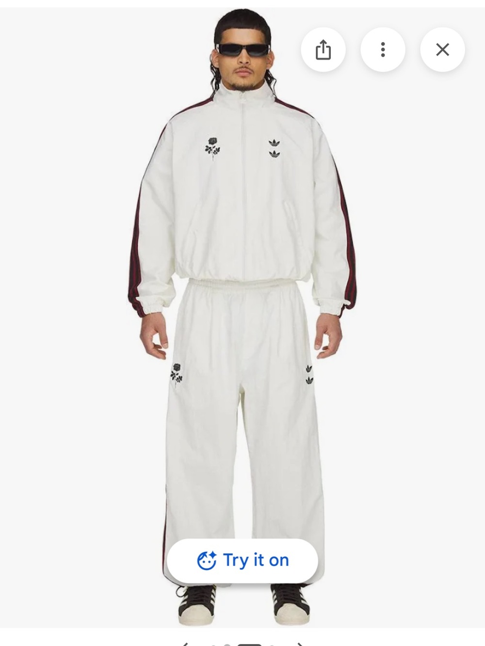 Willy Charria/adidas White Track Pants with Burgundy Side Stripes